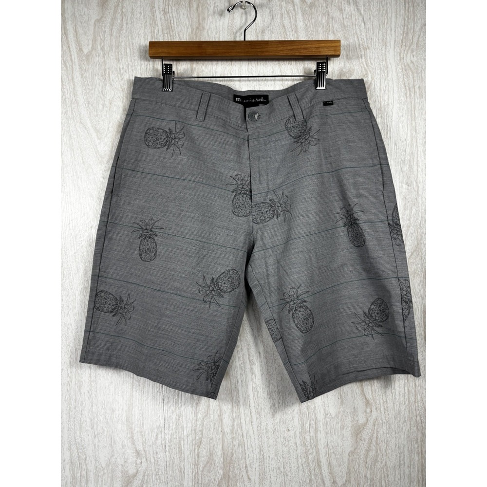TravisMathew Cohen Shorts Mens 36 Gray Pineapple Print Stretch NWOT Golf